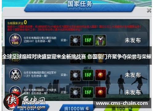 全球足球巅峰对决盛宴迎来全新挑战赛 各国豪门齐聚争夺荣誉与荣耀